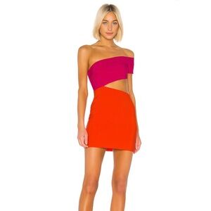 NWT Lovers & Friends Rowan Mini Dress Women's Pink Red Cut-Out Off Shoulder XS